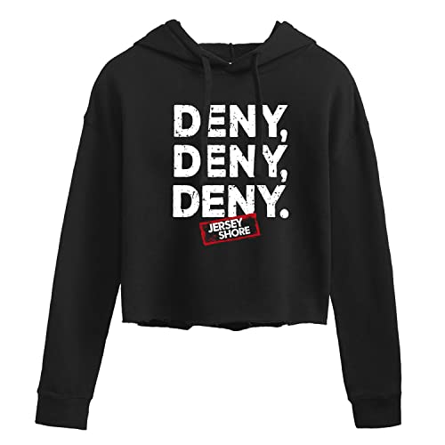 HYBRID APPAREL - Jersey Shore Deny Deny Deny - Women's Cropped Pullover Hoodie - Size Small Black