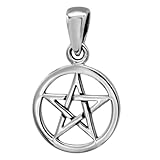 Moonlight Mysteries Small Pentacle Pendant - .925 Sterling Silver Wiccan Pagan Pentagram Jewelry