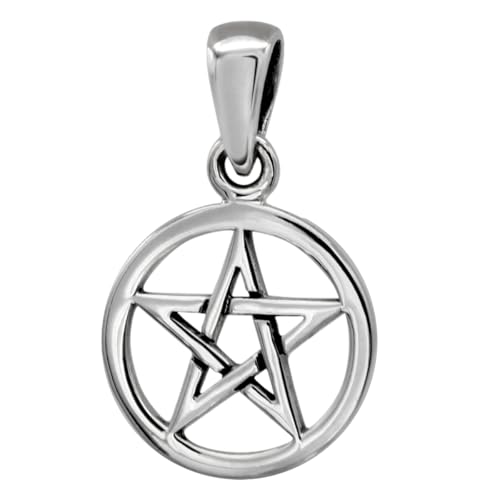 Moonlight Mysteries Small Pentacle Pendant - .925 Sterling Silver Wiccan Pagan Pentagram Jewelry
