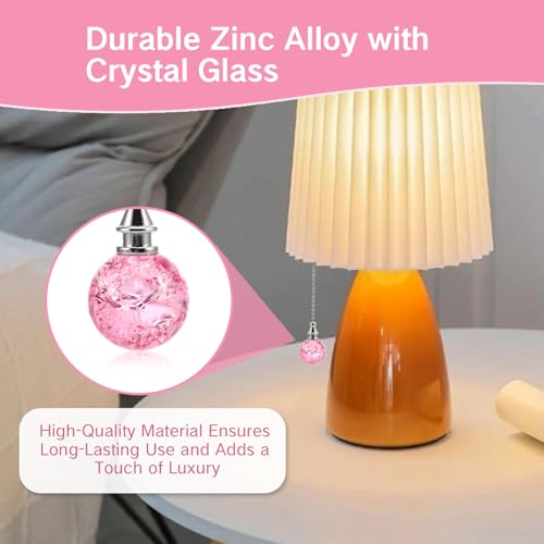 Image of NIIIYTYB 2 Packs Fan Pulls Decorative Princess Ceiling Pull Chain for Girls Crystal Light Accessories Unique Red Pink Fan Lamp Chains Ornaments String Extension for Lights Fans 12 Inch Beaded Pulls