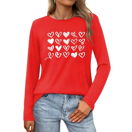 Chemise de Saint-Valentin pour femme avec motif cœur et manches longues