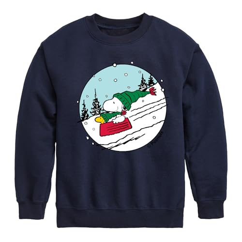 HYBRID APPAREL - Peanuts - Snoopy Woodstock Sled - Toddler & Youth Crewneck Fleece Sweatshirt