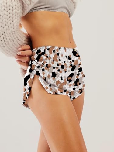Image of FaroDor Cute Micro Pajamas Shorts for Women Low Rise Side Slit Ruched Lounge Shorts Pj Bottoms