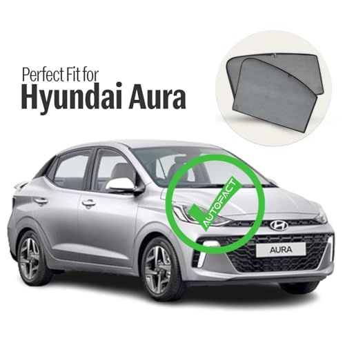 Image of Autofact Car Sunshades for Hyundai Aura, UV Protection, Useful Car Accessories, Custom fit Sun Shades for Side Windows, Set of 4