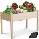 ZSYWODFO Raised Garden Bed 48x24x30in Elevated Wooden Horticulture Planter Box with Legs Standing Growing Bed for Gardening/Backyard/Patio/Balcony
