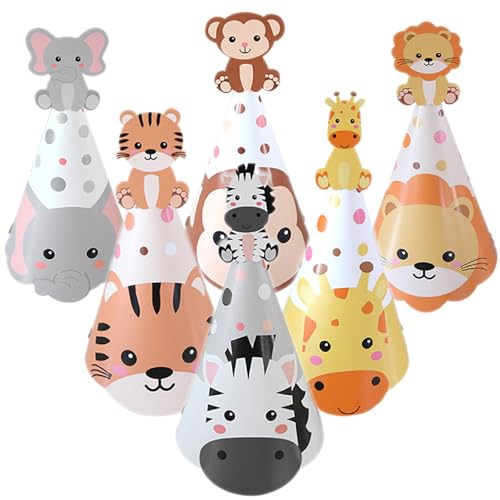 Eoopoon Sombreros de cono con temática de animales, divertidos so...
