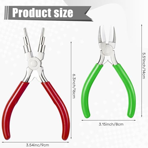 Image of Mudder 2 Pieces Jewelry Making Tool Bail Making Pliers 6 in 1 Jewelry Wire Bending Pliers for Beading Looping Shaping Wire DIY Crafts(Red and Green)