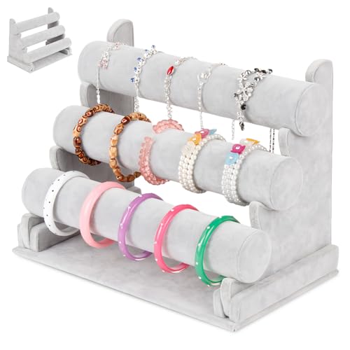 TOATELU Armbandständer aus Samt Schmuckständer Armbandhalter 3 Etagen Schmuckständer Abnehmbaren, Armband Armreif Ausstellungsständer,...