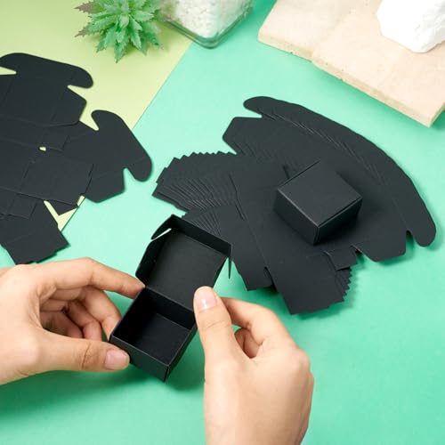 Craftdady Quadratische Faltschachteln aus Wellpappe, 4,1 x 3,8 x 2 cm, Schwarz, für Versand, Aufbewahrung, Geschenkverpackung, 50 Stück