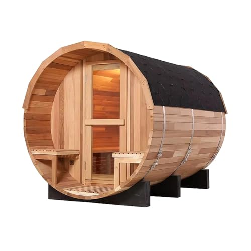 Sauna a botte, sauna per esterni, con struttura in legno, sistema di riscaldamento per giardino, cortile, spa, relax e tempo libero