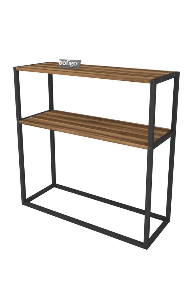 Tavolo Consolle Sottile 90cm URBNLIVING - Legno E Metallo, 2 Ripiani, Per Ingresso O Soggiorno Piccoli
