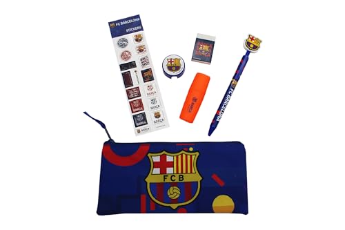 CYPBRANDS FC Barcelona, Schreibwaren-Set, Schulmaterial, Schreiben, Barça, Blau, offizielles Produkt