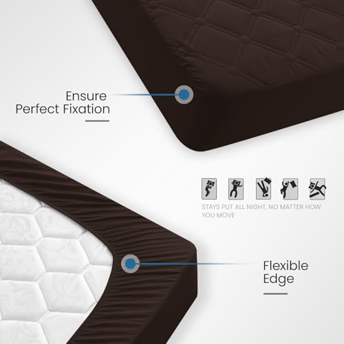 Ystyle rutschfest Matratzenschoner 90x200cm ‑ bis 30cm Höhe, Dunkel Kaffee – Ansicht 5