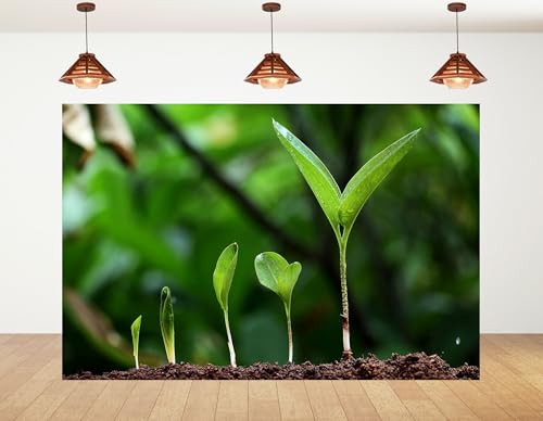 10x7ft Green Sprout Growth Backdrop Fresh Seedling Nature Photography Background for Party Eco Friendly Event Garden Decorations Tapestry Photo Booth Props