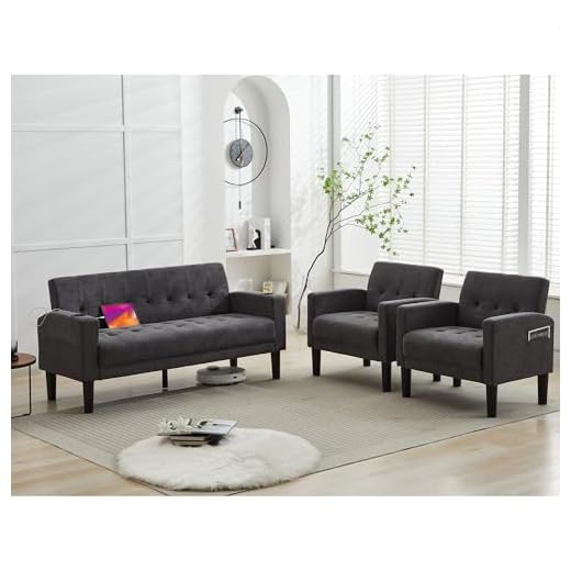 TYBOATLE Dark Grey Mid-Century Sofa Set