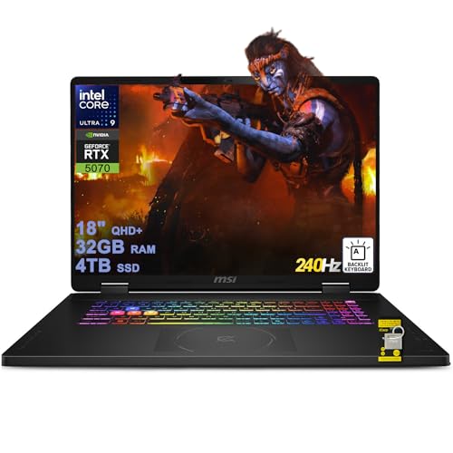 Image of MSI Crosshair 18 HX AI Gaming Laptop 18 inch QHD+ 240Hz (100% DCI-P3) Intel 24-core Ultra 9 275HX (>i9-14900HX) 32GB DDR5 4TB SSD GeForce RTX 5070 (Up to 798 AI TOPS) RGB Backlit Thunderbolt Win11 ICP Hub