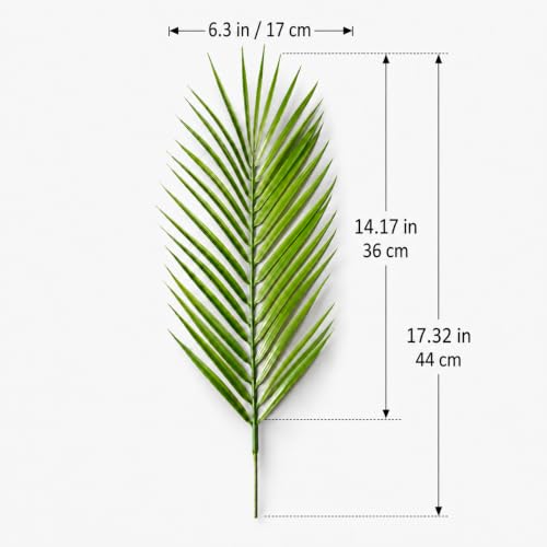 ZADL 12 Pack Artificial Palm Leaves, 17 Inch Faux Tropical Palm Fronds with Bendable Stems, Realistic Greenery for Hawaiian Luau, Jungle, Safari, Beach, Wedding and Home Decor - image 2