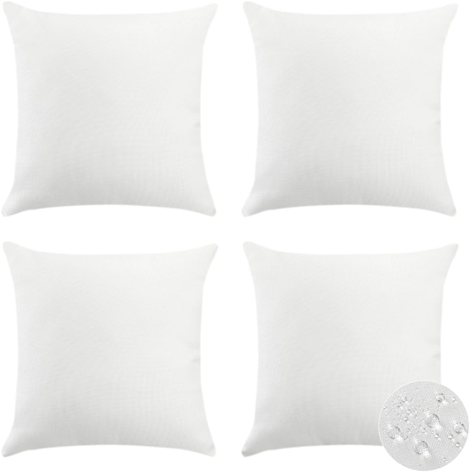 OTOSTAR Pack of 4 Outdoor Waterproof Throw Pillow Covers Decorative Pillow Covers Square Patio Balcony Pillowcases Cushion Case Pillows Shell for Couch Bed Tent Sofa Decor 20x20 Inch (Cream White)