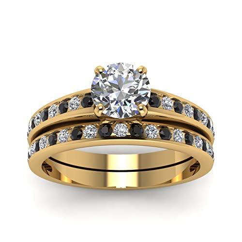 Ensemble alliance diamant et pierre de naissance en or jaune d'exception - 2