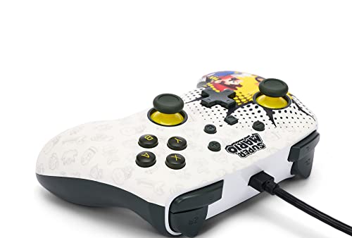 Image of PowerA Enhanced Wired Gaming Controller for Nintendo Switch or Nintendo Switch OLED, Bob-omb Blast, White (Officially Licensed)
