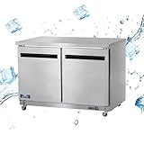 Arctic Air AUC48F 48" Two Section, Two Door Worktop Undercounter Freezer - 12 Cubic Feet, Silver, 115v