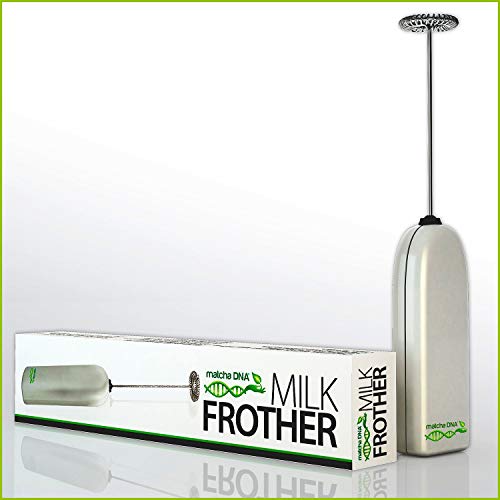 Matchadna Silver Handheld Battery Operated Electric Milk Frother (Round Tip Model 2) (Silver) #TOP1
