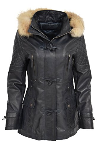 Manteau duffle coat bleu manches longues chaud en taille 40