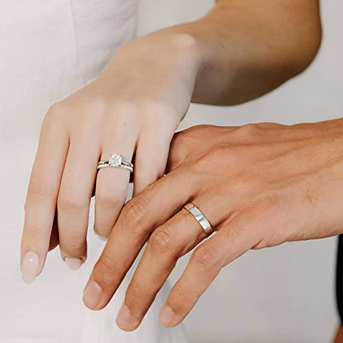 Aojun 14K Gold Filled Ring High Polish Plain Tarnish Resistant Comfort Fit Eternity Wedding Band 1Mm 2Mm 3Mm 4Mm 5Mm 6Mm 8Mm Ring For Women Men (White Gold-4Mm, 5) #TOP3