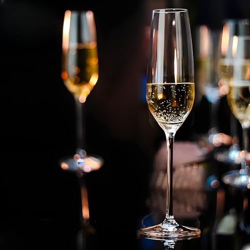ACHEER Classy Crystal Champagne Flutes Glasses Set of 4-7Oz - Hand Blown Champagne Glasses - Elegant Flutes - Gift box - for Women, Men, Wedding, Anniversary, Christmas, Birthday