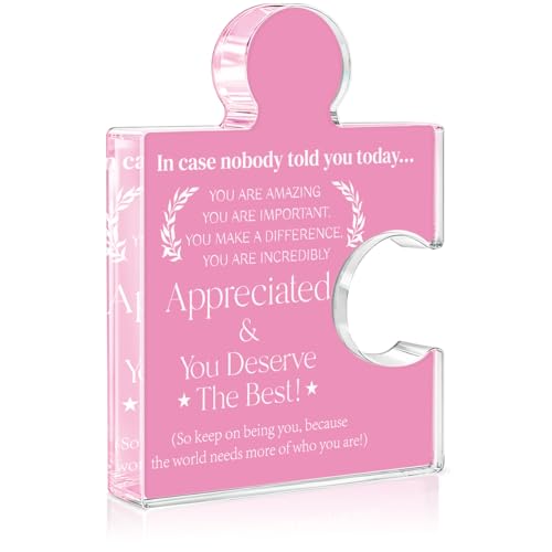 Employee Appreciation Gifts Thank You Gift Goodbye Leaving Gifts for Women Coworkers Employees, In Case Nobody Told You Today You Are Appreciated Acrylic Puzzle Piece Plaque Office Decor
