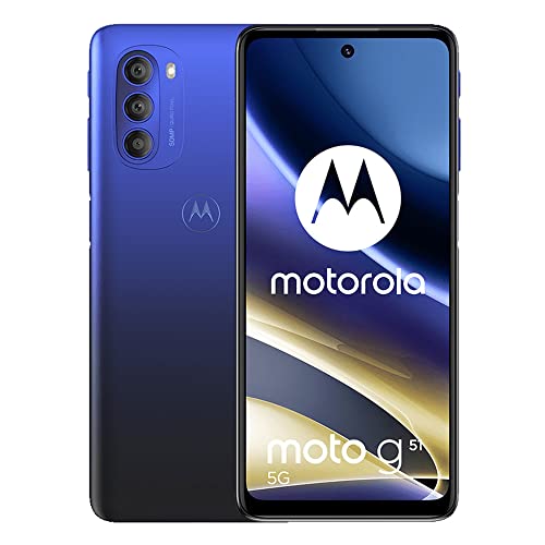 Motorola Moto G51 5G + 4G LTE 128GB + 4GB 6.8' 120 hz 50MP Triple Camera XT2171-1 (Not for Verizon At&t Cricket Boost CDMA) + (Fast Car Charger Bundle) (Winter Blue)