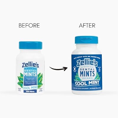 Zellie's | 100% Xylitol Breath Mints Combo Pack | No Aspartame, Gluten Free, Vegan & Kosher | Includes (1) Cool Mint Breath Mints 250 Count 540 Count | (2 Pack)