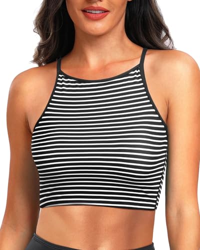 Aqua Eve Women's Sport Bra Bikini Tops Racerback Swimsuit High Neck Bathing Suit Crop Swim Tops Only No Bottom2