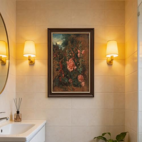 Impression sur toile roses trémières John Constable, la solution pour mur de bureau vide