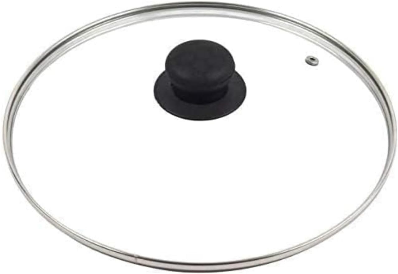 Gsv Essentials 34 Cm Tempered Glass Lid For Frying Pan, Pots, Wok, Saucepan, Transparent Glass Cast Iron Lid For Skillets, Toughened Glass Lid With Stainless Steel Rim