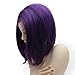 iwonawig Iewig Short Bob Straight Wig Half Hand Tied Purple Synthetic Lace Front Heat Friendly Fiber