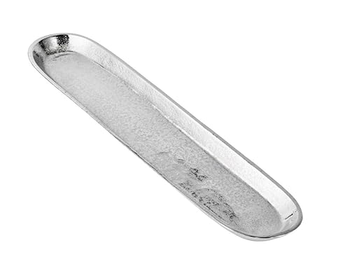 MichaelNoll Schale Servierplatte Dekoschale Aluminium Deko Silber Luxus, für Wohnzimmer, Küche und Esszimmer, 41 cm oder 51 cm (41x9x2,5 cm)