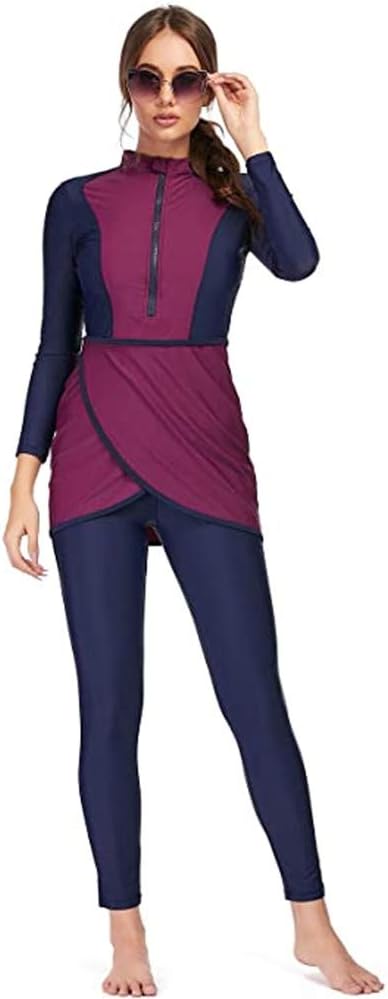 Womens Muslim Swimsuits Full Coverage Burkini Long Sleeve Swimwear Hijab Bathing Suit