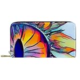 Monedero largo de piel con cremallera, color morado, Varios colores, 20.5x2.5x11.5cm/8.07x1x4.53 in, Classic