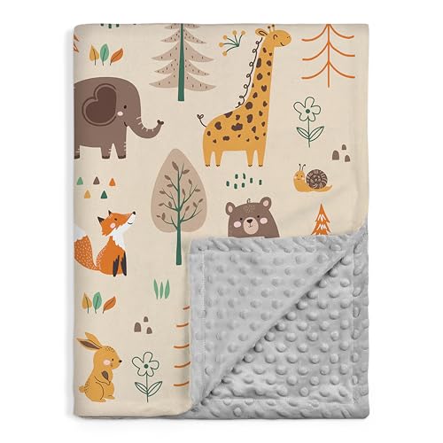Image of SANDJEST Woodland Animal Blanket - 30 x 40 Kids Minky Blankets for Boys Girls - Gifts for Birthday Christmas - Nursery Bedroom Decor