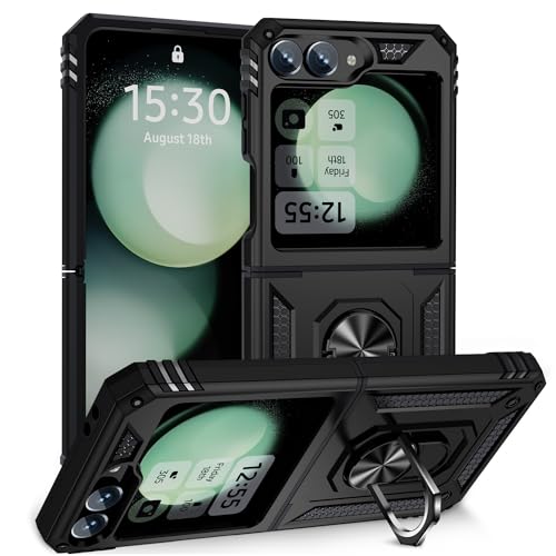 Korecase for Samsung Galaxy Z Flip 6 Case with Kickstand, Black, 6.7"