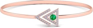 14K Gold Chain/Sterling Silver Emerald and Diamond Half Tennis Bracelet, Women's Fine Jewelry for May birthdays