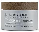 Blackstone Men's Grooming Thickening Fiber Paste Gel for Hair Styling - Adds Volume with Pliable Hold & Matte Finish | Paraben Free, Sandalwood (4 oz)