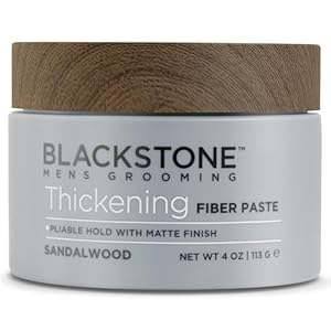 Blackstone Men’s Grooming Thickening Fiber Paste Gel for Hair Styling – Adds Volume with Pliable Hold & Matte Finish | Paraben & Cruelty Free | Made in USA, Sandalwood (4 oz)