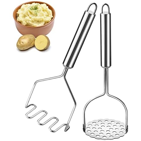 HUDDU Machacador de Papas de Acero Inoxidable con Mango Grueso de Mano Cover