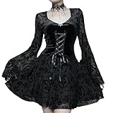 Cette robe maxi floquée de style gothique est idéale pour les événements cosplay, les fêtes d'Halloween, les fêtes de vacances d'autres occasions festives