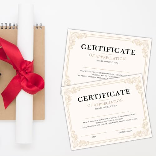 25 PCS Certificate of Appreciation, Ready-to-Use Employee of the Month Quarter Certificates Appreciation, Employee Staff Retirement Teachers Volunteers, 8x10 Inch