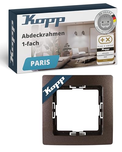 Kopp PARIS 1-fach Abdeckrahmen in Palisander-Braun - 83 x 83 x 9,5 mm - Rahmen für Steckdosen & Schalter - Stilvoller Steckdosenrahmen aus Kunststoff - Hochwertiger Lichtschalter-Rahmen