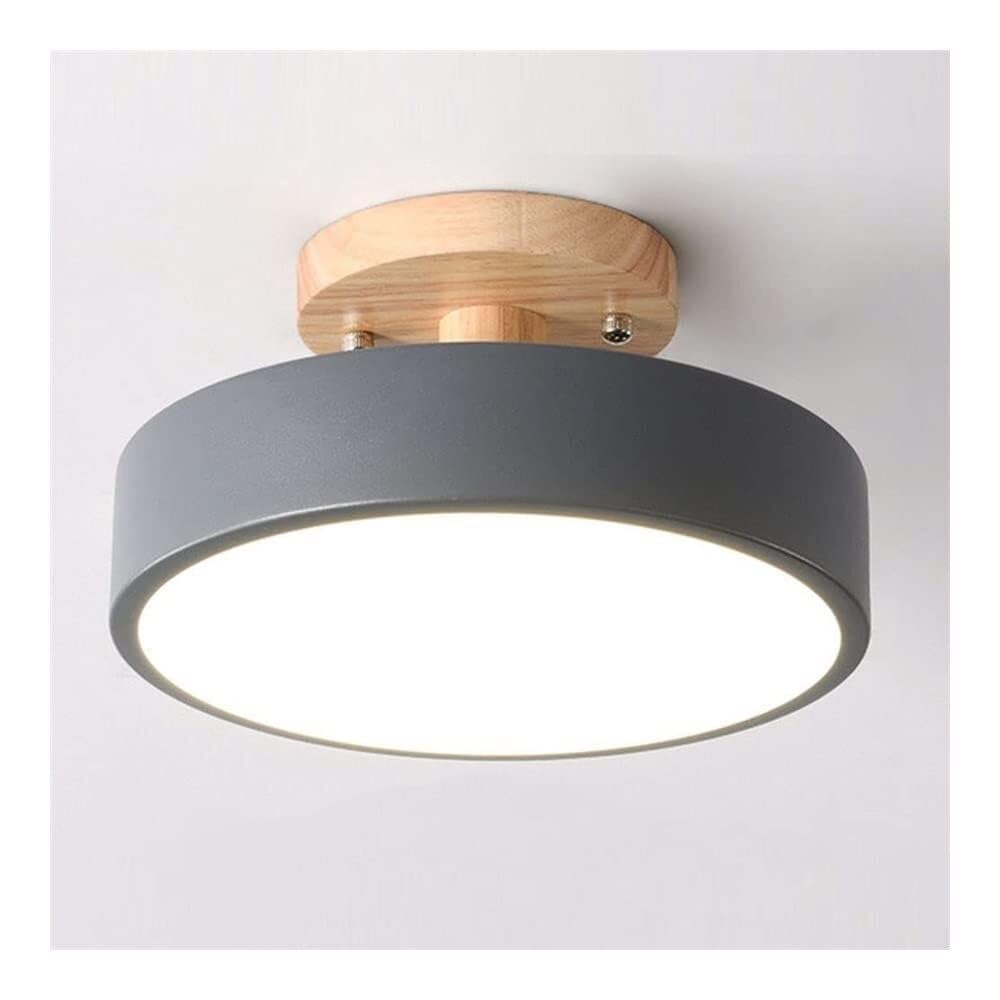 LYMSXAZOU Ceiling Lighting Round Nordic Led Lam Solid Wood Base Light Semi Flush Mount Close to Fixture for Aisle Balcony Kitchen Bedroom Bathroom Cloakroom Corridor(G)