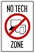Warning Sign No Tech Zone Computers Laptop Tablet Cellular Phone Prohibited Cool Wall Decor Art Print Poster 16x24